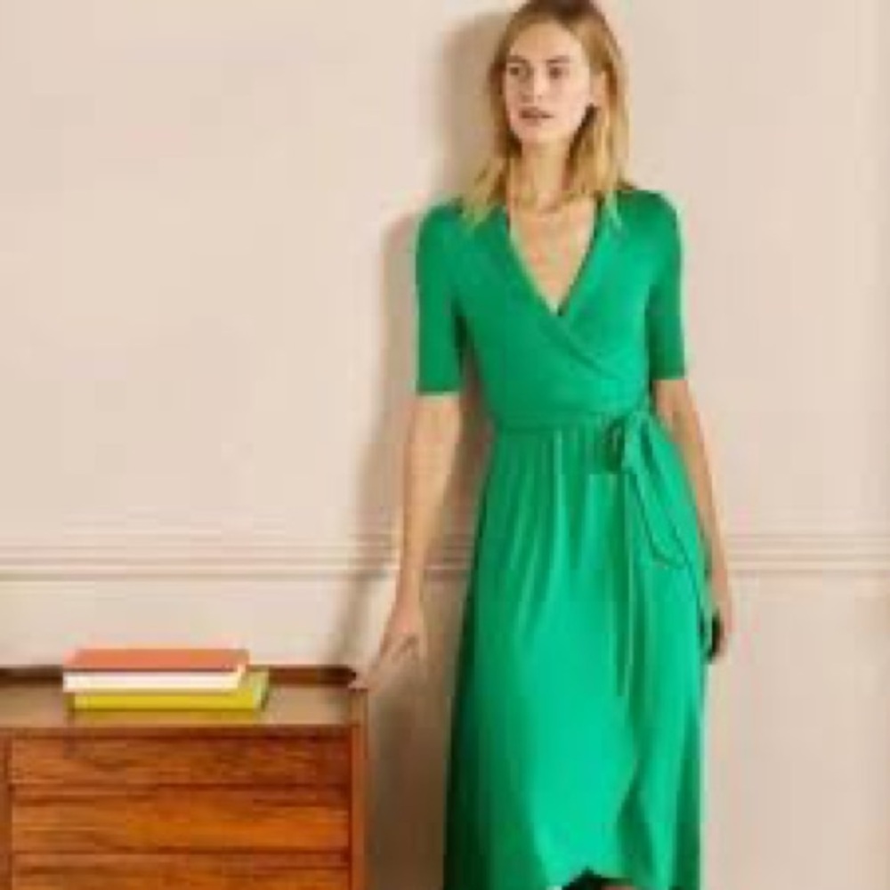 Boden Emerald Lavinia Jersey wrap dress 12P
